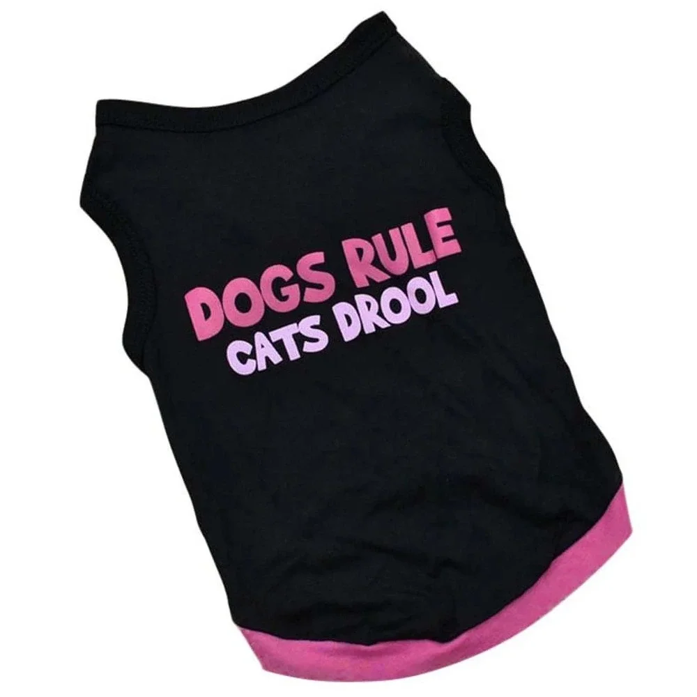 Dogs Rule Cats Drool Pet Shirt Large Black Pink Graphic Tank Top Dog Puppy